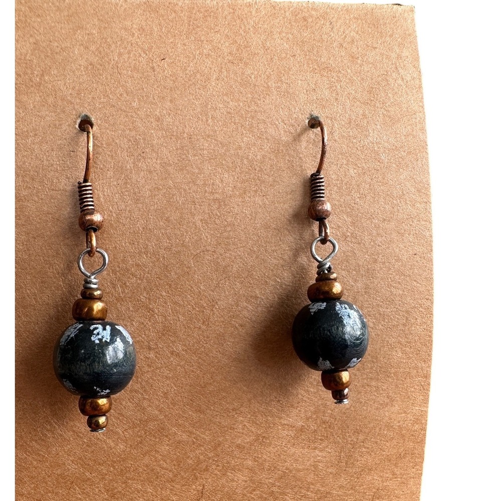 Unbranded Drop Earrings Womens OS Teal Bronze‎ Excellent Boho Distressed Beads